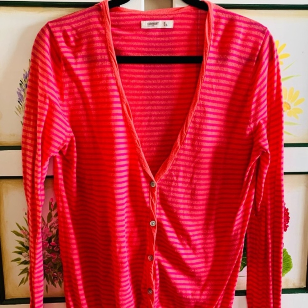 Old Navy striped summer pink cardigan